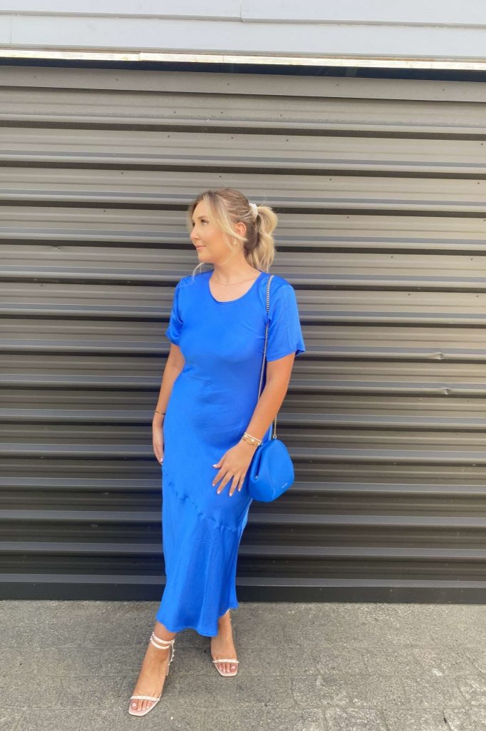 The Wedding Wardrobe BLAK the label - Blue Silk Midi Dress 1