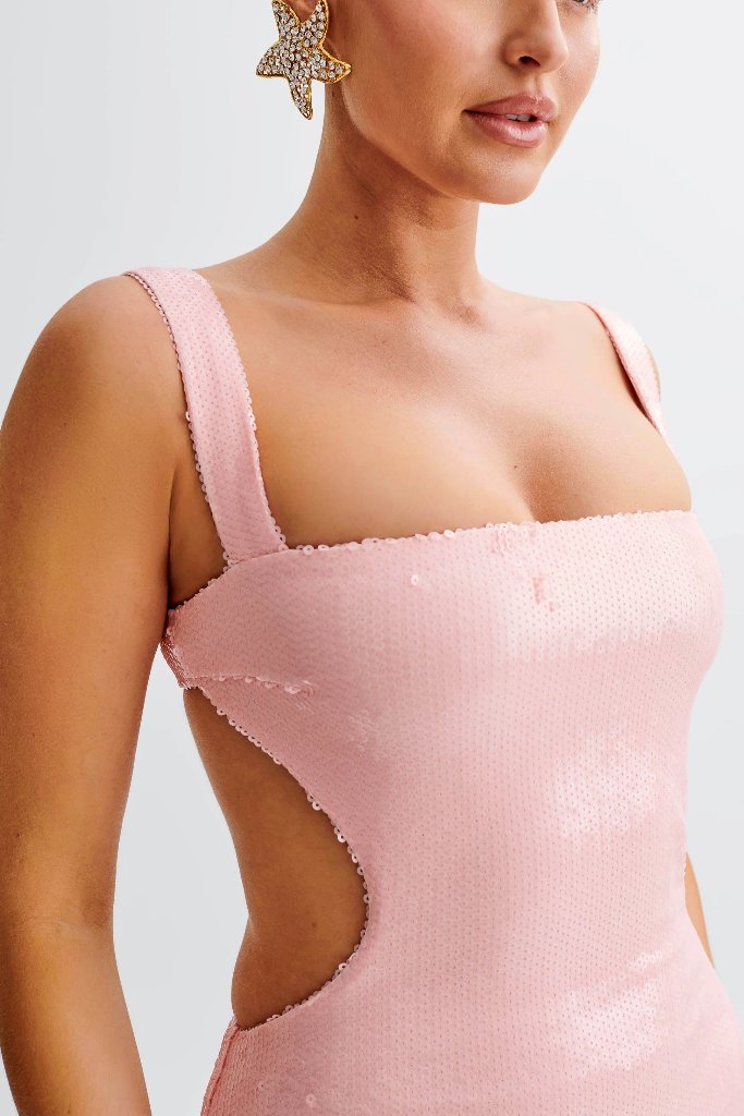 The Wedding Wardrobe Meshki - Adoria Sequin cut out maxi dress 4