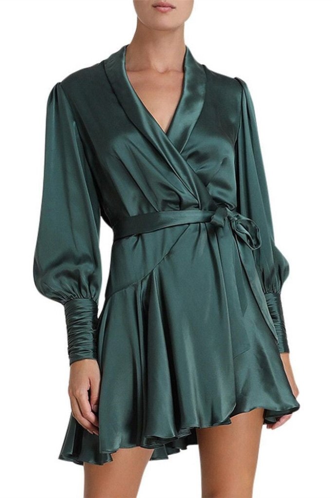 The Wedding Wardrobe Zimmermann - Espionage Silk Wrap Mini Dress 5